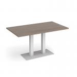 Eros rectangular dining table with flat white rectangular base and twin uprights 1400mm x 800mm - barcelona walnut EDR1400-WH-BW