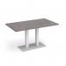 Eros rectangular dining table with flat white rectangular base and twin uprights 1400mm x 800mm - grey oak EDR1400-WH-GO