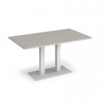 Eros rectangular dining table with flat white rectangular base and twin uprights 1400mm x 800mm -Light Grey EDR1400-WH-LG