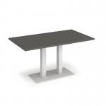 Eros rectangular dining table with flat white rectangular base and twin uprights 1400mm x 800mm - Onyx Grey EDR1400-WH-OG