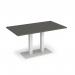 Eros rectangular dining table with flat white rectangular base and twin uprights 1400mm x 800mm - Onyx Grey EDR1400-WH-OG