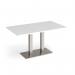 Eros rectangular dining table with flat white rectangular base and twin uprights 1400mm x 800mm - white