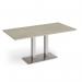 Eros rectangular dining table with flat brushed steel rectangular base and twin uprights 1600mm x 800mm - made to order EDR1600-BS