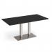 Eros rectangular dining table with flat brushed steel rectangular base and twin uprights 1600mm x 800mm - Black EDR1600-BS-BK