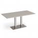 Eros rectangular dining table with flat brushed steel rectangular base and twin uprights 1600mm x 800mm - Light Grey EDR1600-BS-LG