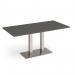 Eros rectangular dining table with flat brushed steel rectangular base and twin uprights 1600mm x 800mm - Onyx Grey EDR1600-BS-OG