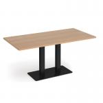 Eros rectangular dining table with flat black rectangular base and twin uprights 1600mm x 800mm - made to order EDR1600-K