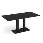 Eros rectangular dining table with flat black rectangular base and twin uprights 1600mm x 800mm - Black EDR1600-K-BK