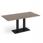 Eros rectangular dining table with flat black rectangular base and twin uprights 1600mm x 800mm - barcelona walnut EDR1600-K-BW