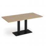 Eros rectangular dining table with flat black rectangular base and twin uprights 1600mm x 800mm - kendal oak EDR1600-K-KO