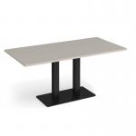 Eros rectangular dining table with flat black rectangular base and twin uprights 1600mm x 800mm - Light Grey EDR1600-K-LG