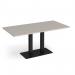 Eros rectangular dining table with flat black rectangular base and twin uprights 1600mm x 800mm - Light Grey EDR1600-K-LG