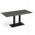 Eros rectangular dining table with flat black rectangular base and twin uprights 1600mm x 800mm - Onyx Grey EDR1600-K-OG
