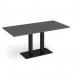 Eros rectangular dining table with flat black rectangular base and twin uprights 1600mm x 800mm - Onyx Grey EDR1600-K-OG