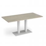 Eros rectangular dining table with flat white rectangular base and twin uprights 1600mm x 800mm - made to order EDR1600-WH