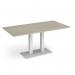 Eros rectangular dining table with flat white rectangular base and twin uprights 1600mm x 800mm - made to order EDR1600-WH