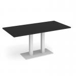 Eros rectangular dining table with flat white rectangular base and twin uprights 1600mm x 800mm - Black EDR1600-WH-BK