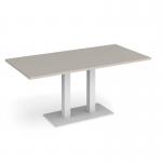 Eros rectangular dining table with flat white rectangular base and twin uprights 1600mm x 800mm - Light Grey EDR1600-WH-LG