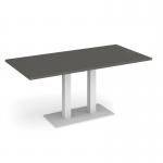 Eros rectangular dining table with flat white rectangular base and twin uprights 1600mm x 800mm - Onyx Grey EDR1600-WH-OG