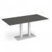 Eros rectangular dining table with flat white rectangular base and twin uprights 1600mm x 800mm - Onyx Grey EDR1600-WH-OG