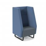 Encore high back 1 seater sofa 600mm wide with black sled frame - elapse grey seat with range blue back ENC01H-MF-EG-RB