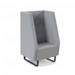 Encore high back 1 seater sofa 600mm wide with black sled frame - forecast grey seat with late grey back ENC01H-MF-FG-LG
