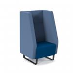Encore high back 1 seater sofa 600mm wide with black sled frame - maturity blue seat with range blue back ENC01H-MF-MB-RB
