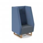 Encore high back 1 seater sofa 600mm wide with wooden sled frame - elapse grey seat with range blue back ENC01H-WF-EG-RB