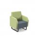 Encore² low back 1 seater sofa 600mm wide with black sled frame - elapse grey seat with endurance green back