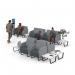 Encore² low back 1 seater sofa 600mm wide with black sled frame - elapse grey seat with late grey back and arms ENC01L-MF-EG-LG
