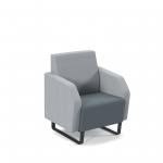 Encore low back 1 seater sofa 600mm wide with black sled frame - elapse grey seat with late grey back and arms ENC01L-MF-EG-LG