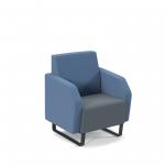 Encore low back 1 seater sofa 600mm wide with black sled frame - elapse grey seat with range blue back ENC01L-MF-EG-RB