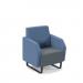 Encore² low back 1 seater sofa 600mm wide with black sled frame - elapse grey seat with range blue back