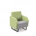 Encore² low back 1 seater sofa 600mm wide with black sled frame - forecast grey seat with endurance green back