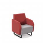 Encore low back 1 seater sofa 600mm wide with black sled frame - forecast grey seat with extent red back ENC01L-MF-FG-ER