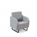 Encore low back 1 seater sofa 600mm wide with black sled frame - forecast grey seat with late grey back ENC01L-MF-FG-LG