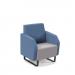 Encore² low back 1 seater sofa 600mm wide with black sled frame - forecast grey seat with range blue back