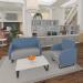 Encore² low back 1 seater sofa 600mm wide with black sled frame - late grey seat with range blue back and arms ENC01L-MF-LG-RB