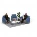Encore² low back 1 seater sofa 600mm wide with black sled frame - late grey seat with range blue back and arms ENC01L-MF-LG-RB