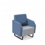 Encore low back 1 seater sofa 600mm wide with black sled frame - late grey seat with range blue back and arms ENC01L-MF-LG-RB