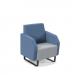 Encore² low back 1 seater sofa 600mm wide with black sled frame - late grey seat with range blue back and arms
