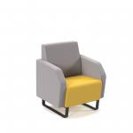 Encore low back 1 seater sofa 600mm wide with black sled frame - lifetime yellow seat with forecast grey back ENC01L-MF-LY-FG