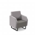 Encore low back 1 seater sofa 600mm wide with black sled frame - present grey seat with forecast grey back ENC01L-MF-PG-FG