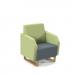 Encore² low back 1 seater sofa 600mm wide with wooden sled frame - elapse grey seat with endurance green back