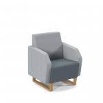 Encore low back 1 seater sofa 600mm wide with wooden sled frame - elapse grey seat with late grey back and arms ENC01L-WF-EG-LG