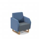 Encore low back 1 seater sofa 600mm wide with wooden sled frame - elapse grey seat with range blue back ENC01L-WF-EG-RB