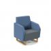 Encore² low back 1 seater sofa 600mm wide with wooden sled frame - elapse grey seat with range blue back