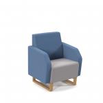 Encore low back 1 seater sofa 600mm wide with wooden sled frame - forecast grey seat with range blue back ENC01L-WF-FG-RB