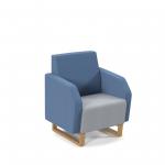 Encore low back 1 seater sofa 600mm wide with wooden sled frame - late grey seat with range blue back and arms ENC01L-WF-LG-RB