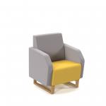 Encore low back 1 seater sofa 600mm wide with wooden sled frame - lifetime yellow seat with forecast grey back ENC01L-WF-LY-FG